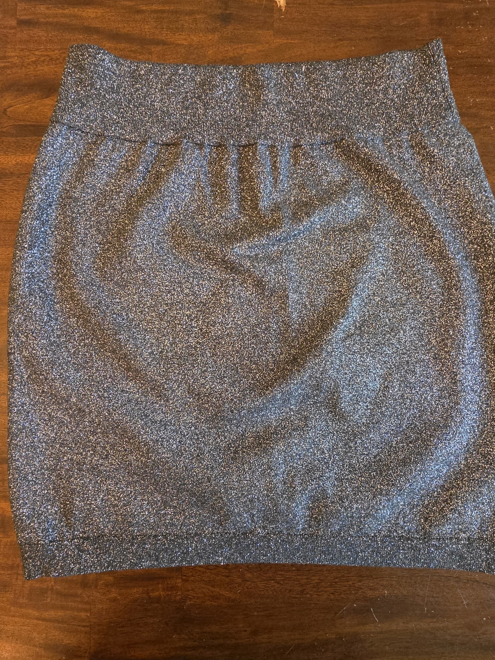 Express Silver Metallic Shimmer Knit Mini Skirt - Size S
